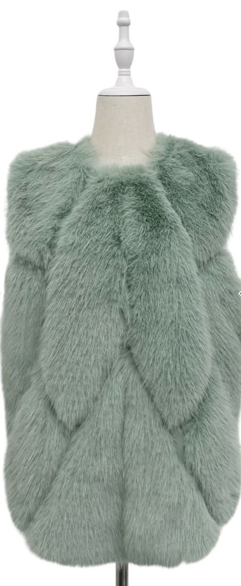 Sage green faux fur diamond gilet