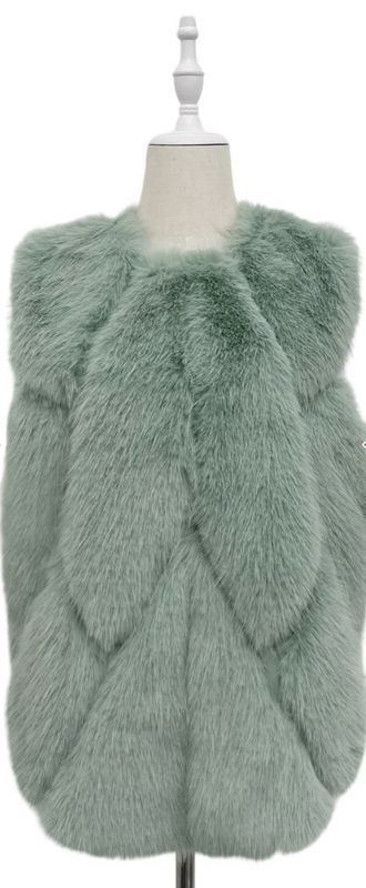Sage green faux fur diamond gilet