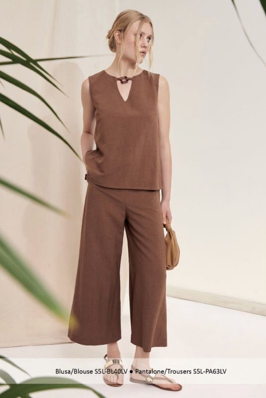 Linen blend Trousers chocolate brown