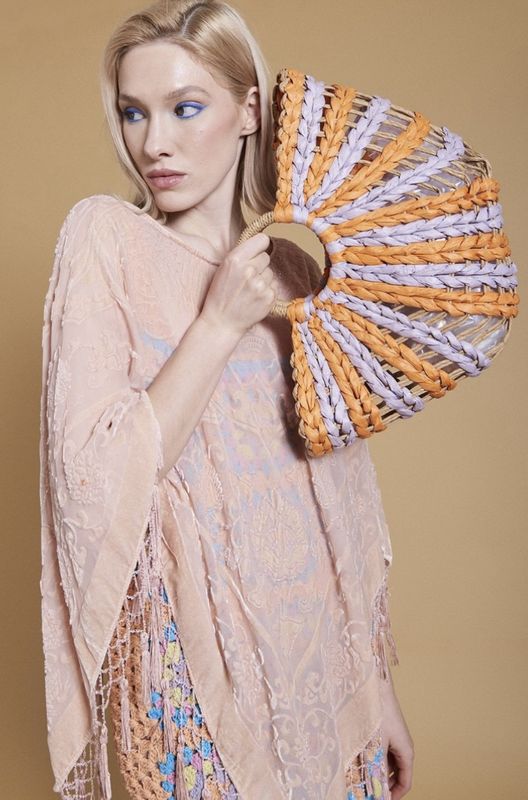 Orange straw beach bag