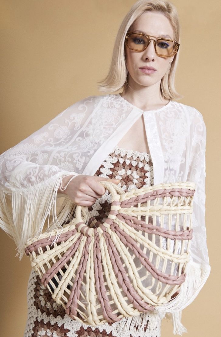 Pale pink beach bag