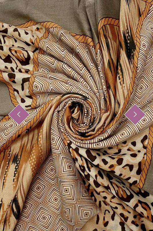 Leopard and Aztec stripe scarf beige