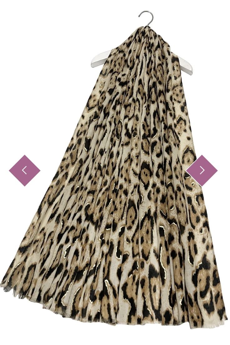 Gold foil leopard print scarf