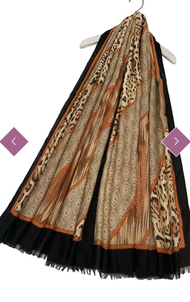 Leopard and Aztec print scarf black