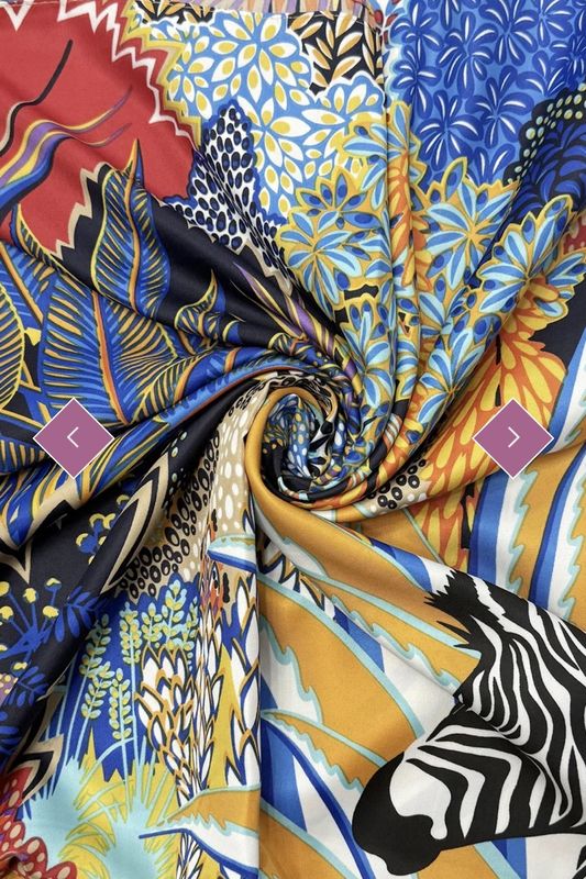 Floral zebra print scarf blue/ orange