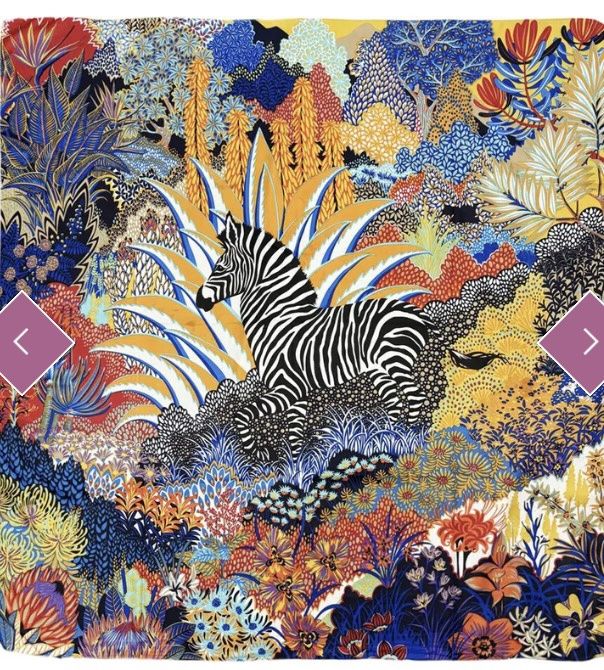 Floral zebra print scarf blue/ orange