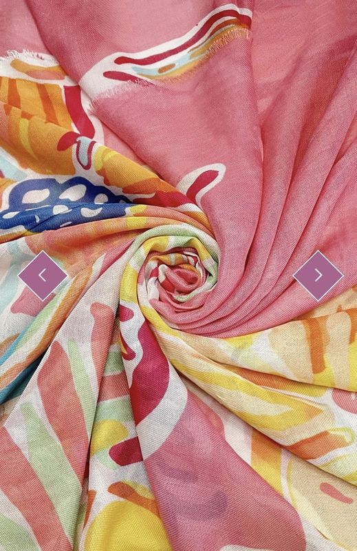 Tropical floral print scarf pink