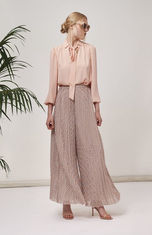 Peach blouse with gold chain detail