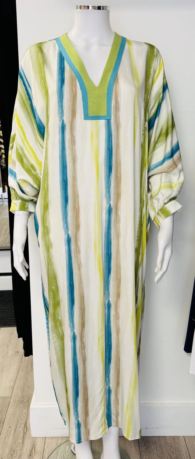 Turquoise and green kaftan dress