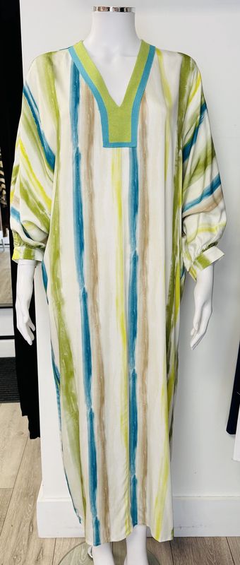 Turquoise and green kaftan dress