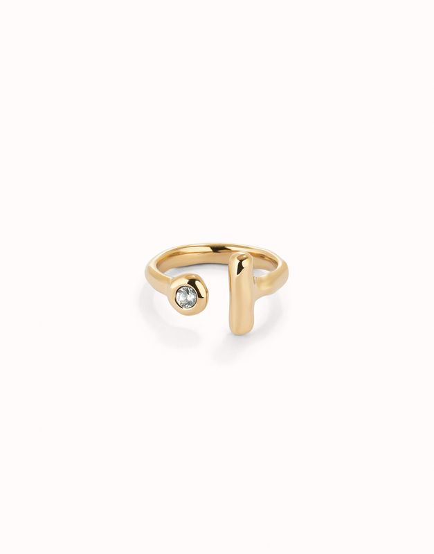18k gold-plated ring with white topaz