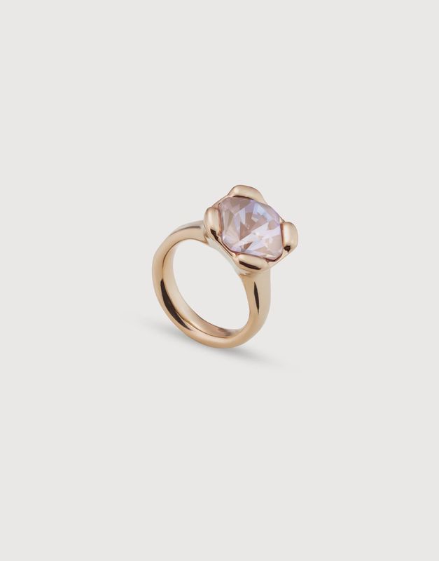 18k Gold-plated ring with pink crystal