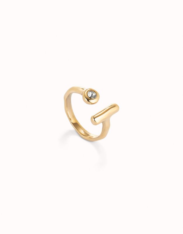 18k gold-plated ring with white topaz