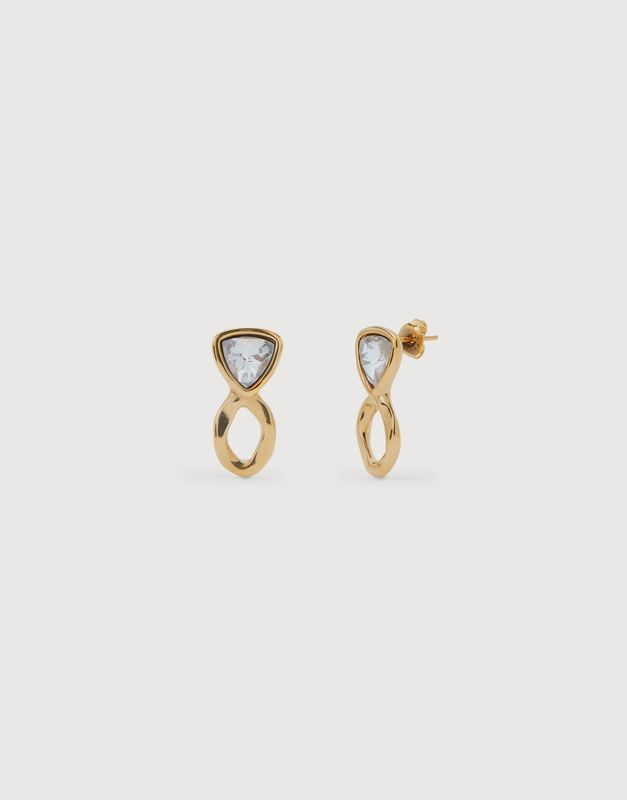 18k gold-plated Drop earrings with green crystals