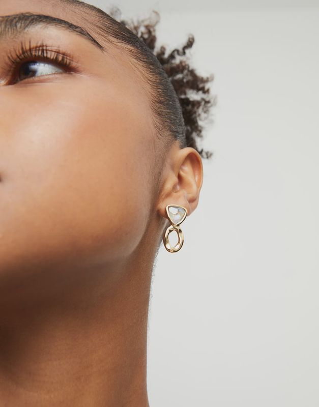 18k gold-plated Drop earrings with multi crystal