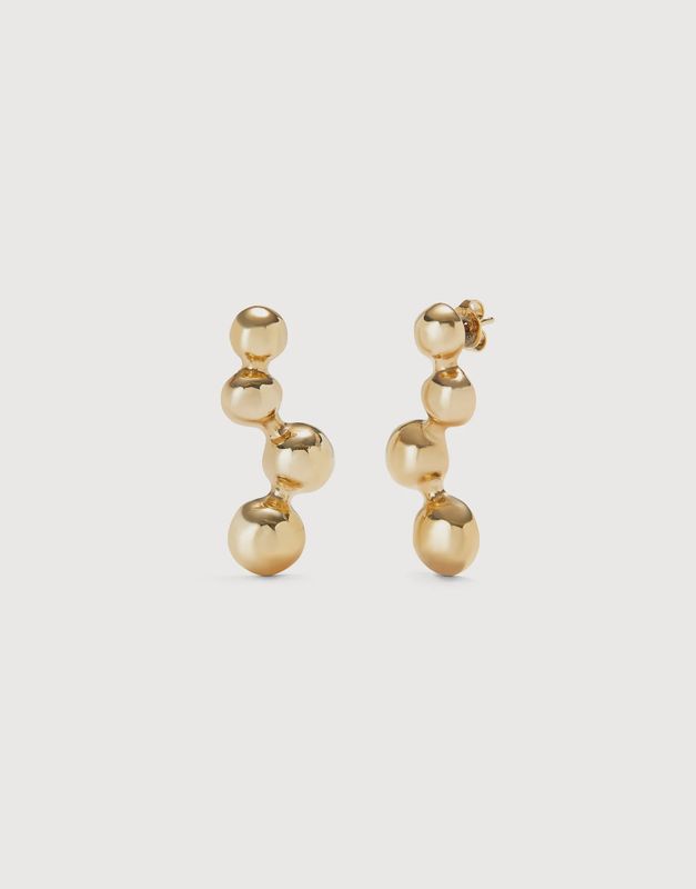 Gold-plated drop earrings with beads