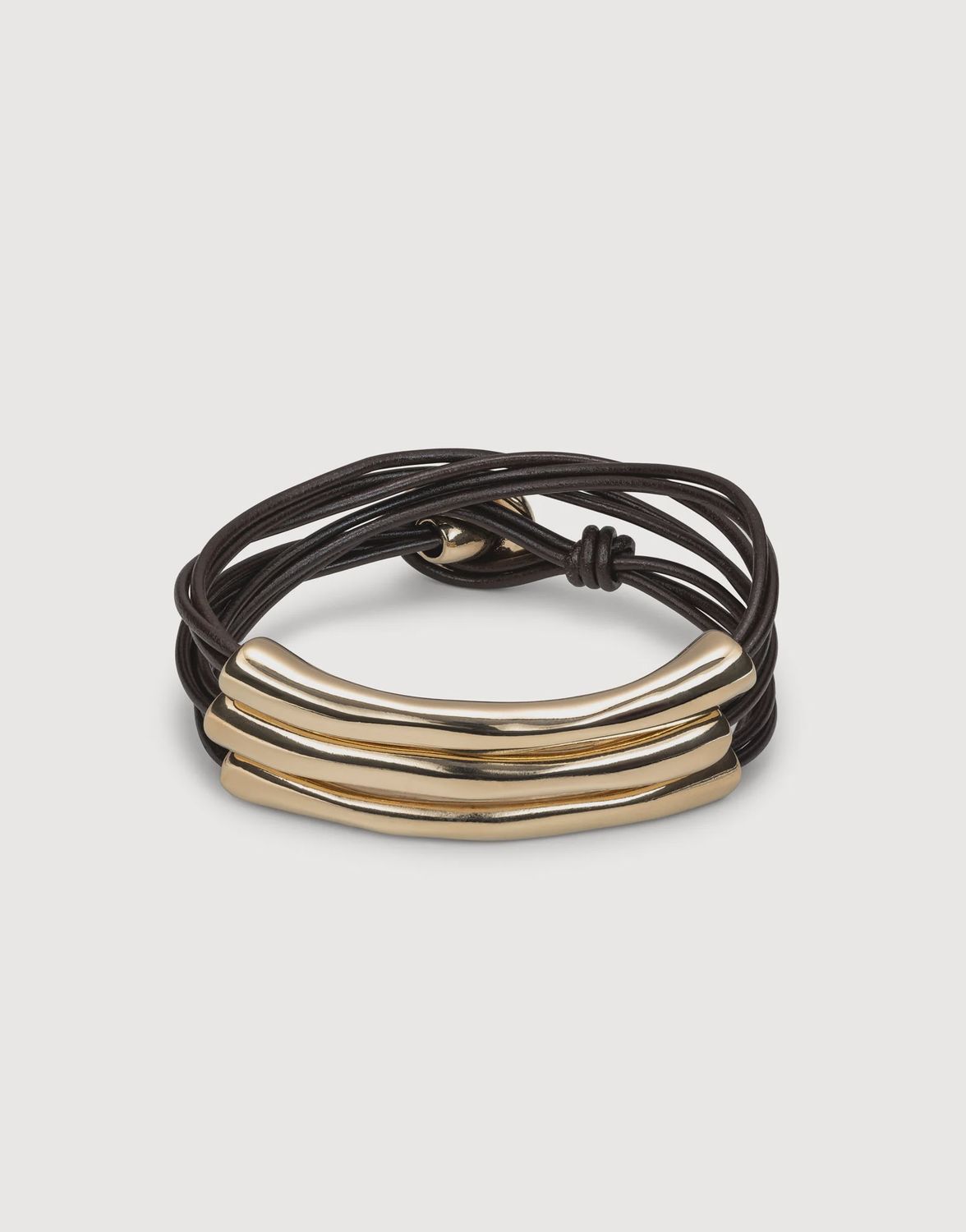 18k gold bracelet with multi strand leather straps