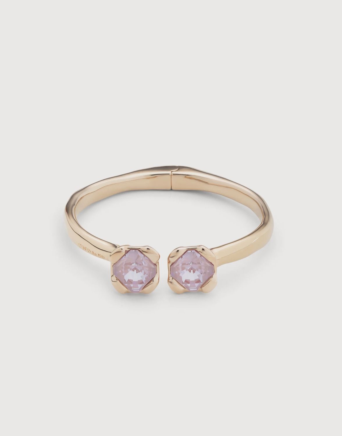18k gold bangle bracelet with pink crystals