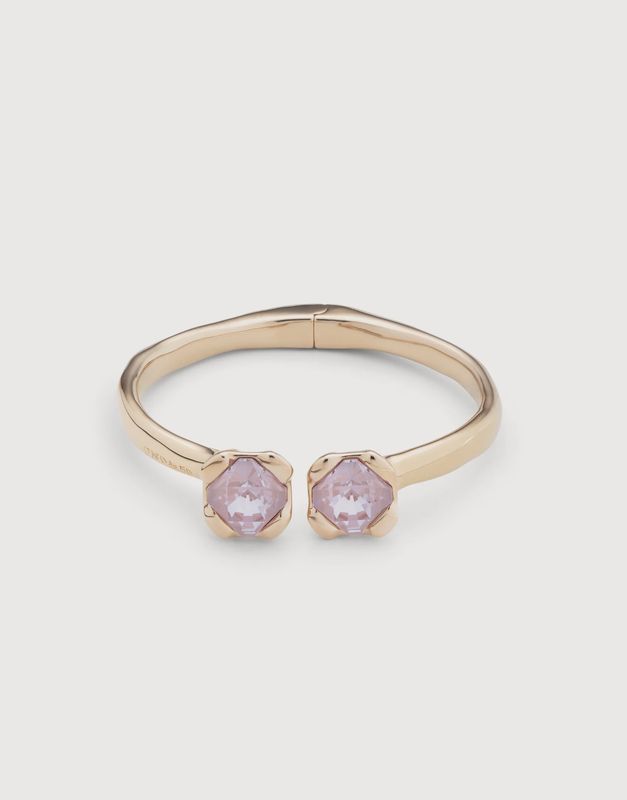 18k gold bangle bracelet with pink crystals