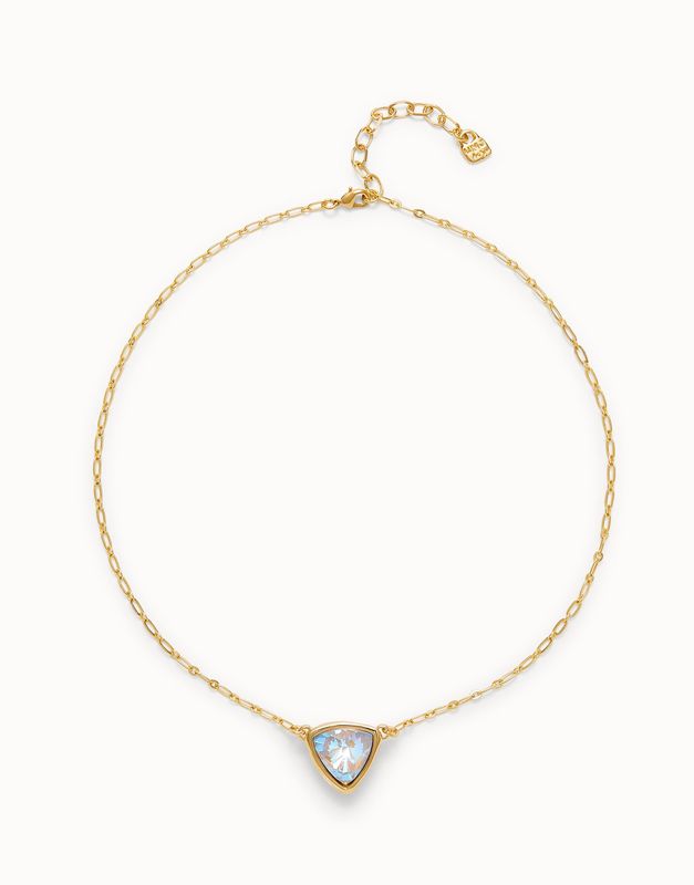 18k gold chain necklace with multicolour crystal