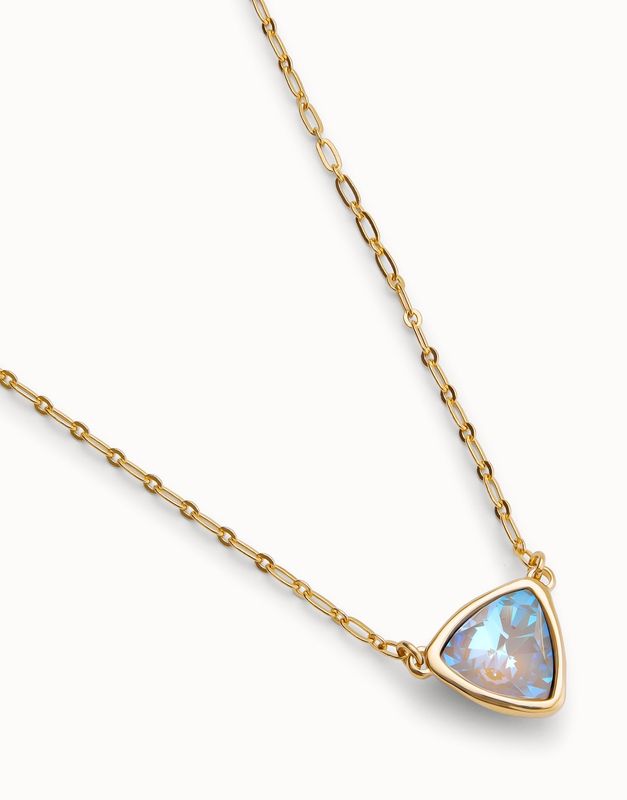 18k gold chain necklace with multicolour crystal
