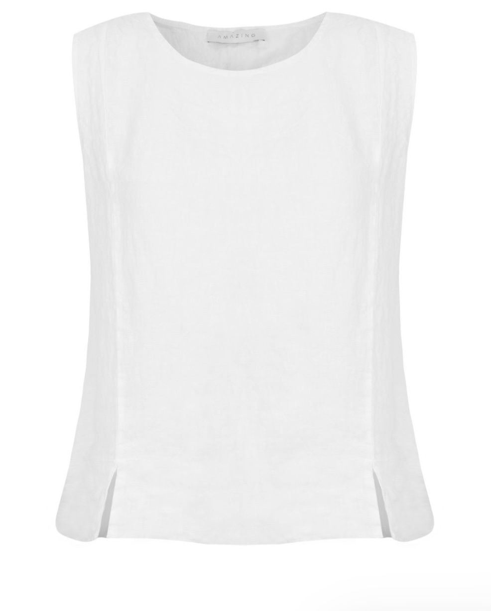 Lucie white linen vest top