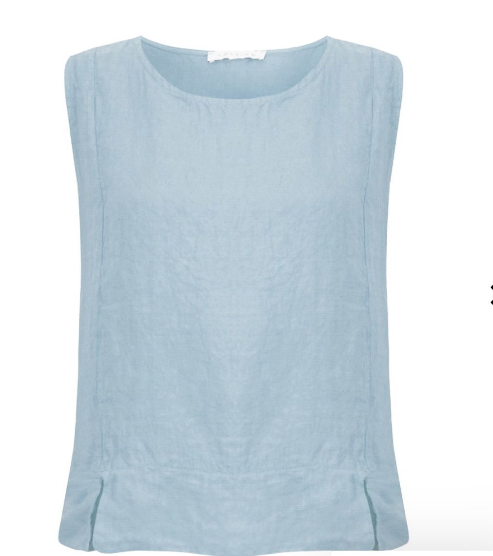 Lucie ice blue linen vest top