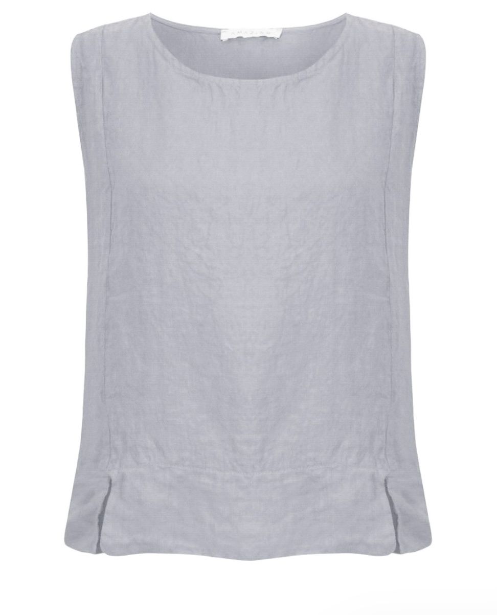 Lucie Pearl linen vest top grey