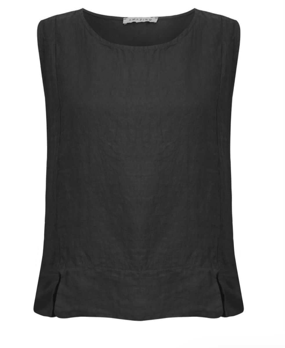 Lucie black linen vest top