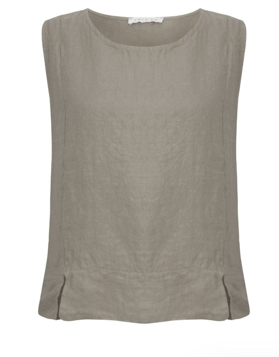 Lucie fango linen top vest grey