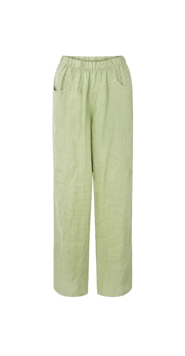Orla leek linen trousers long green