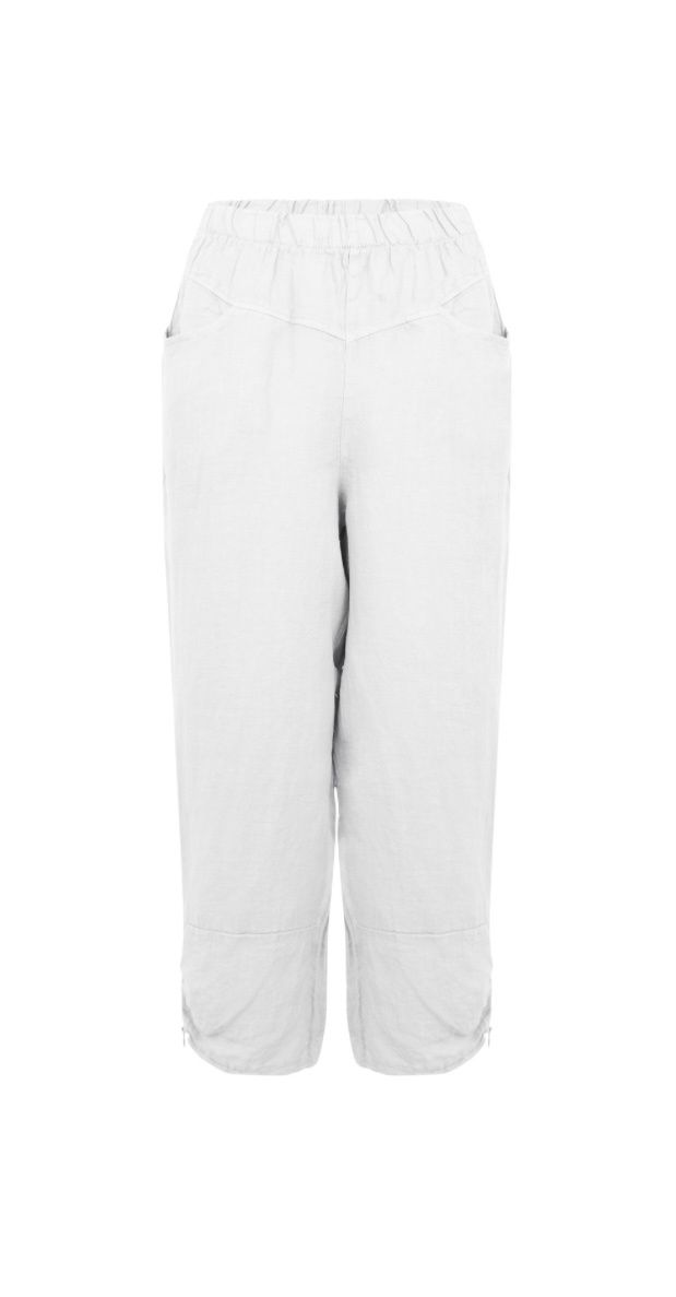 Orla white linen cropped trousers
