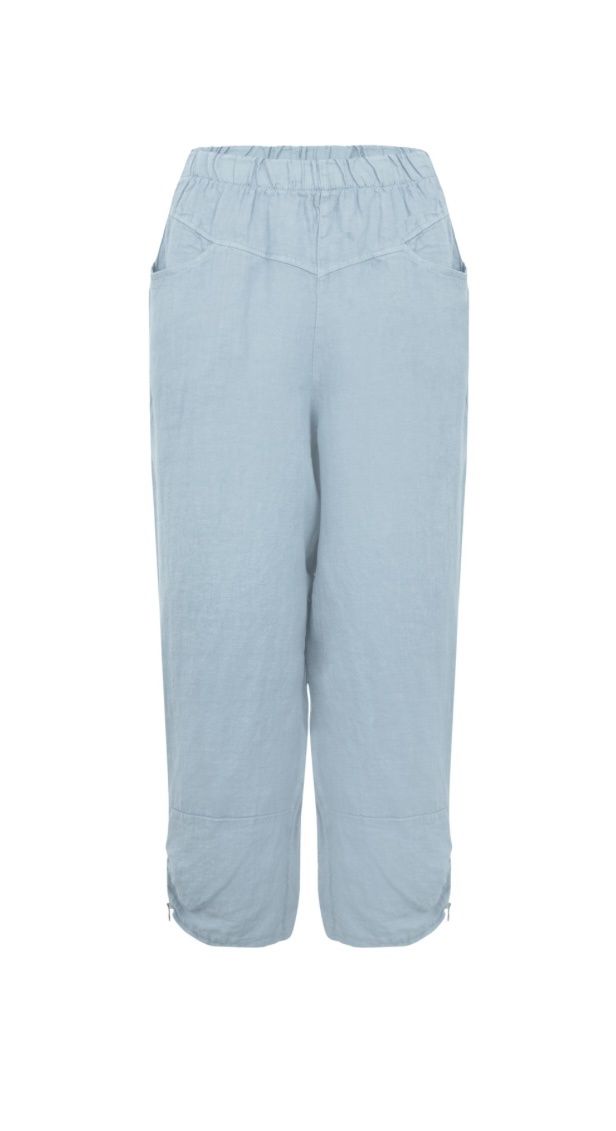 Orla ice blue cropped linen trousers