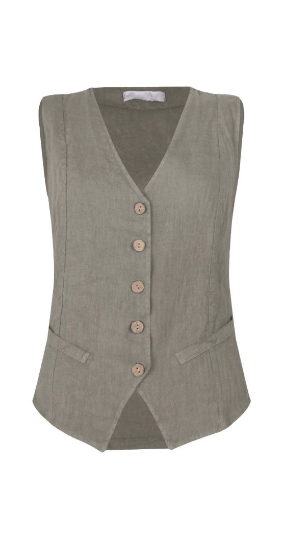 Kitty fango linen waistcoat grey