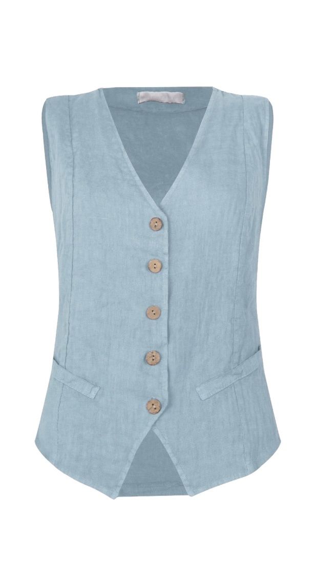 Kitty ice blue linen waistcoat