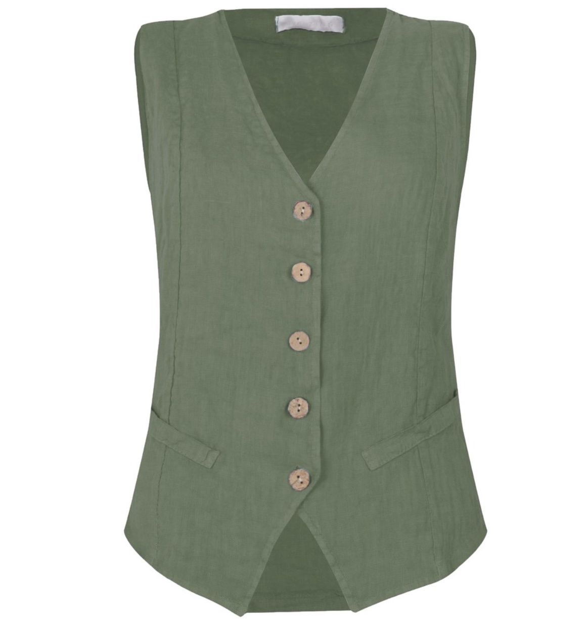 Kitty khaki linen waistcoat