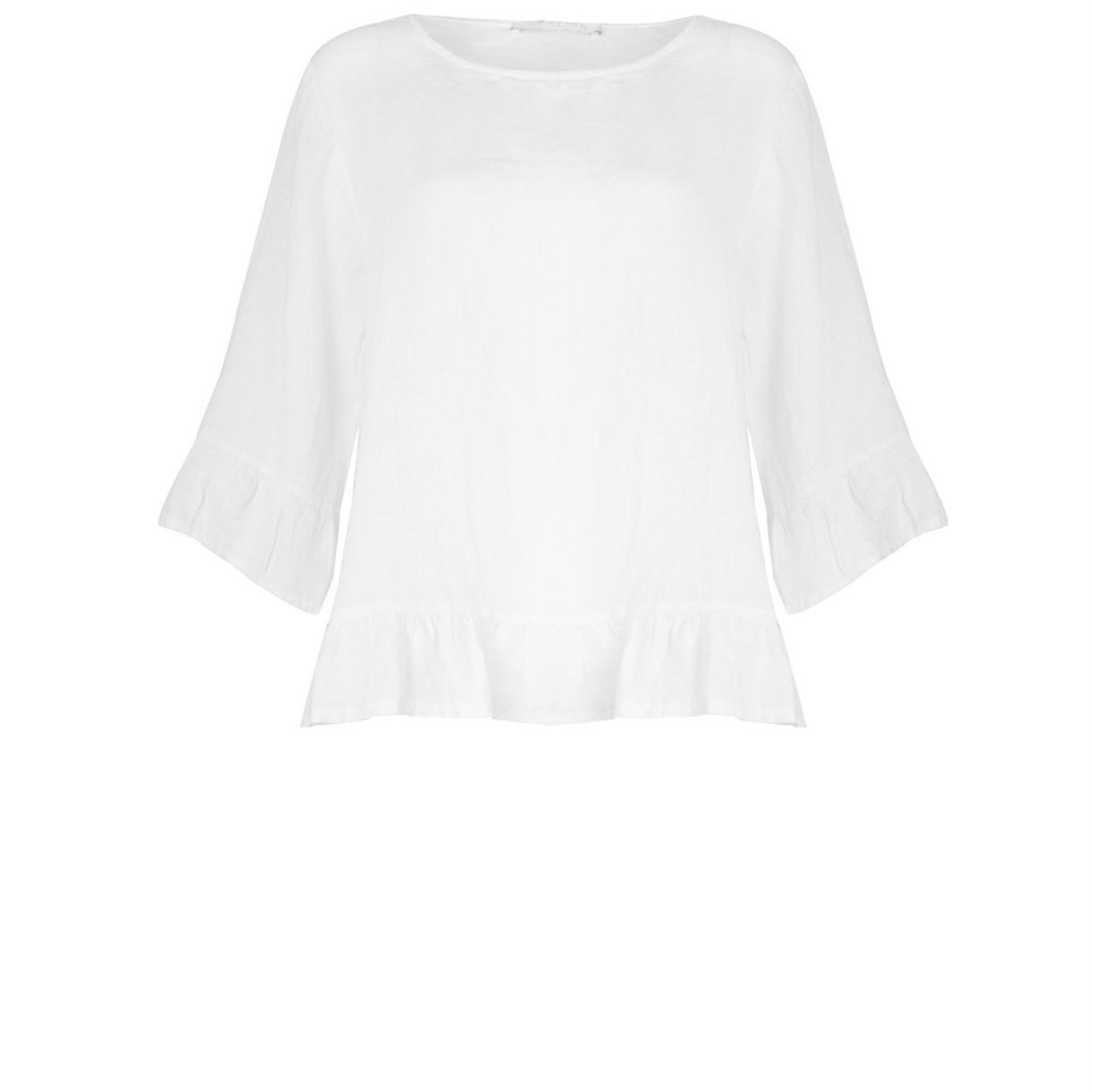 Julia white linen frill top