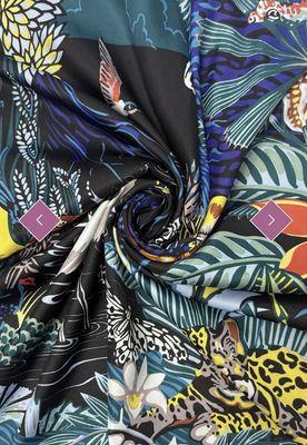 Navy tropical lion scarf