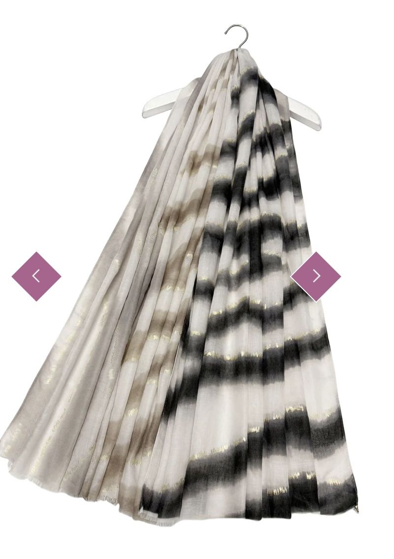 Grey zebra stripe print scarf