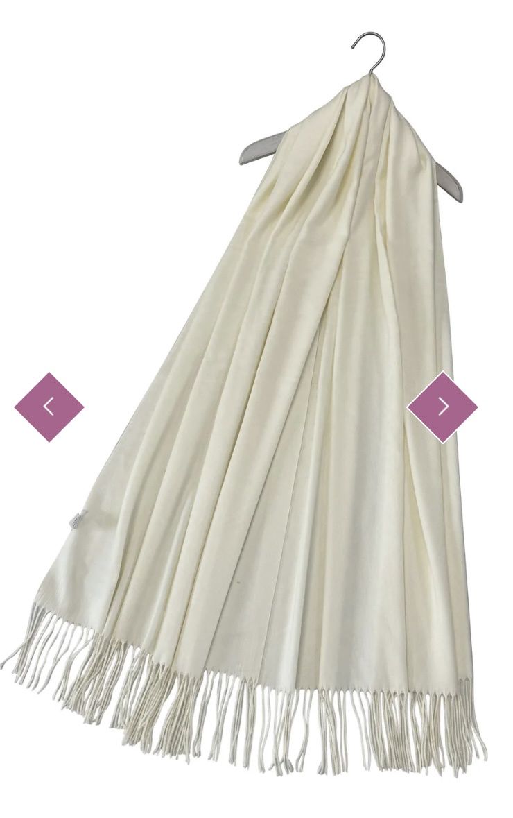 Super soft plain tassel scarf cream