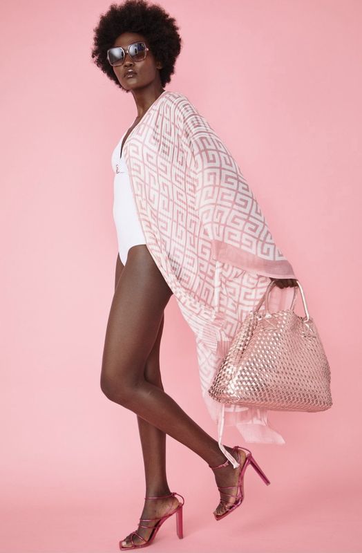 Metallic pink woven eco leather  tote bag