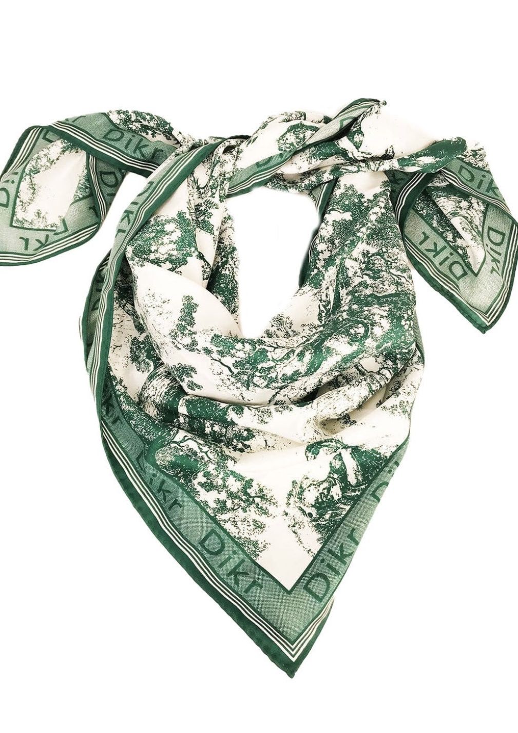 Green and white silk scarf