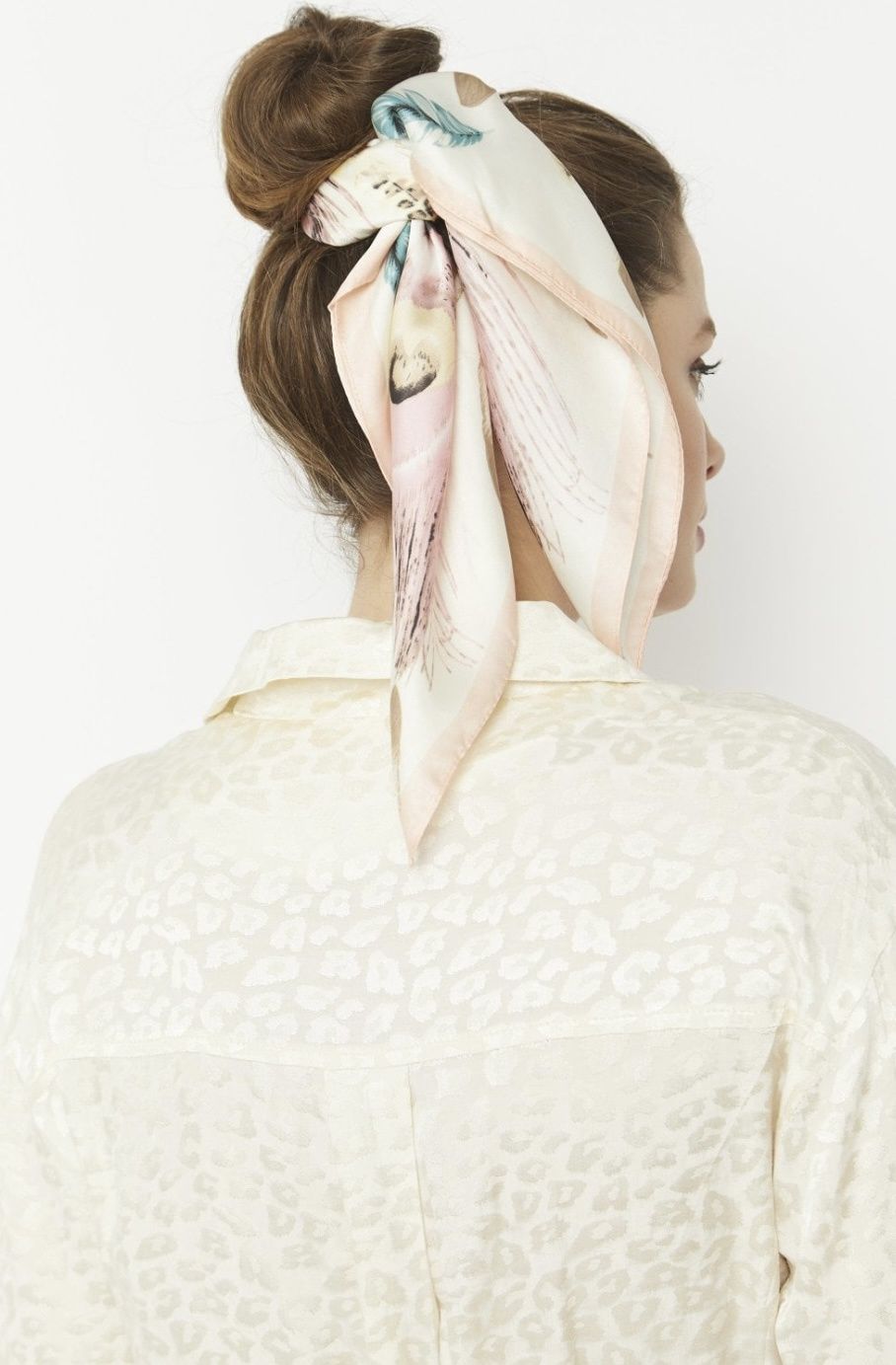 Pink silk scarf with scrunchie