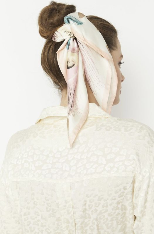 Pink silk scarf with scrunchie