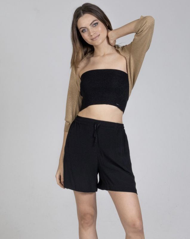 Camel and gold Lurex knitted bolero