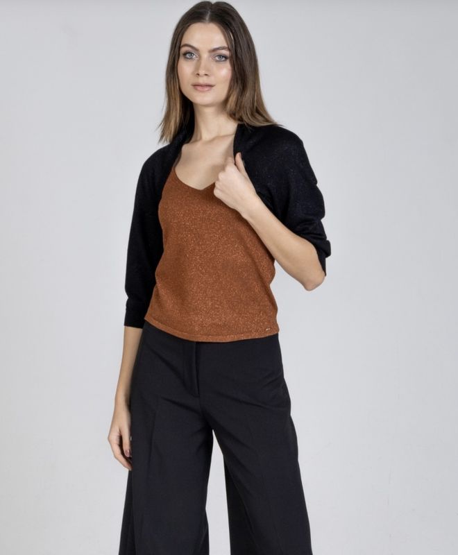 Black Lurex knitted bolero
