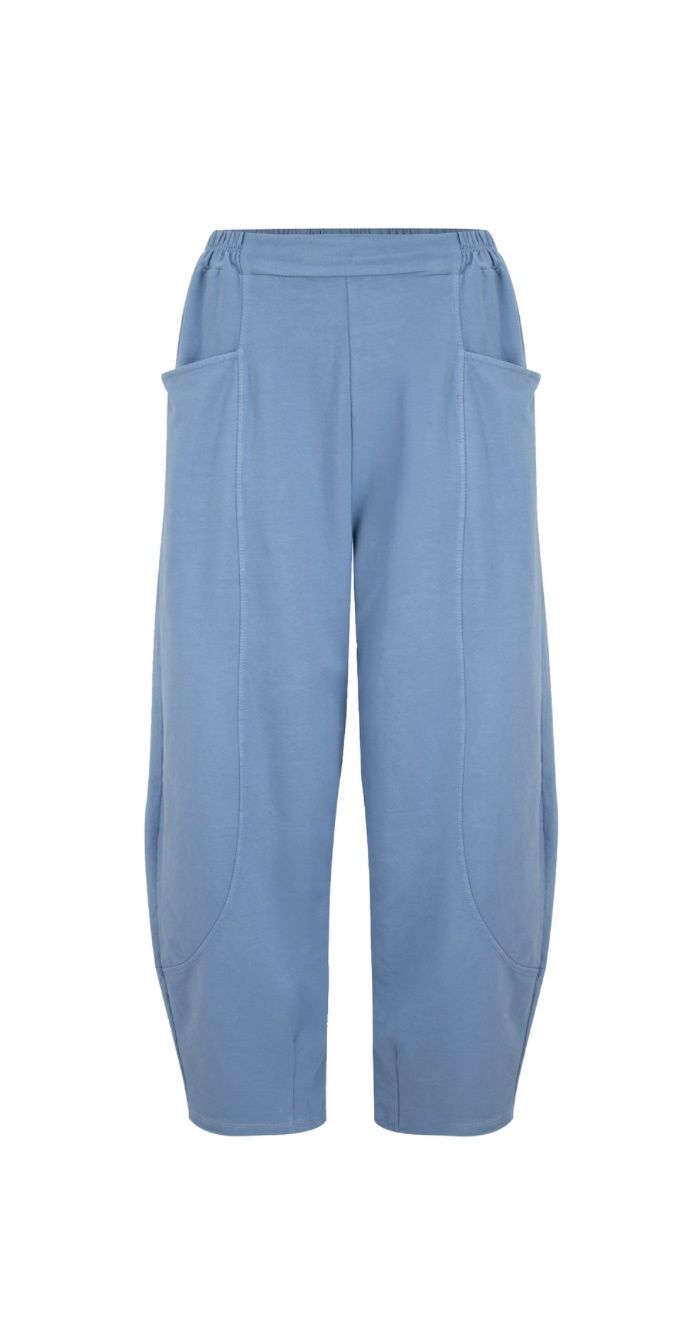 Gina denim blue jersey cropped balloon trousers