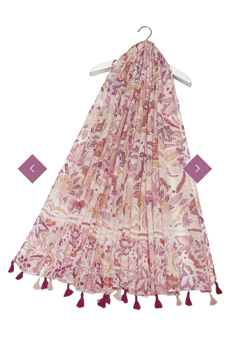 Pink floral print Paisley scarf