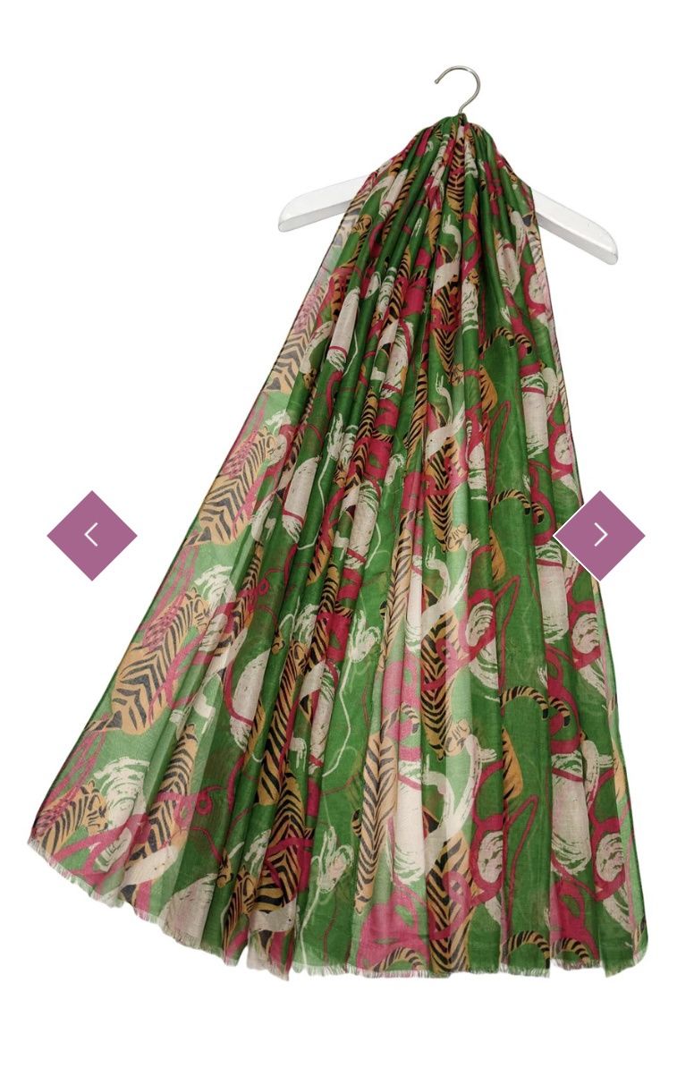 Green tiger print scarf