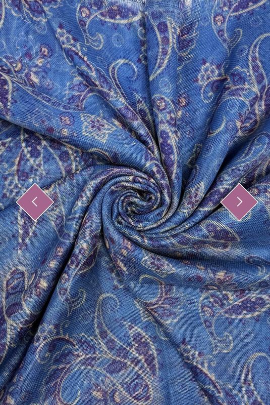 Blue paisley linen scarf